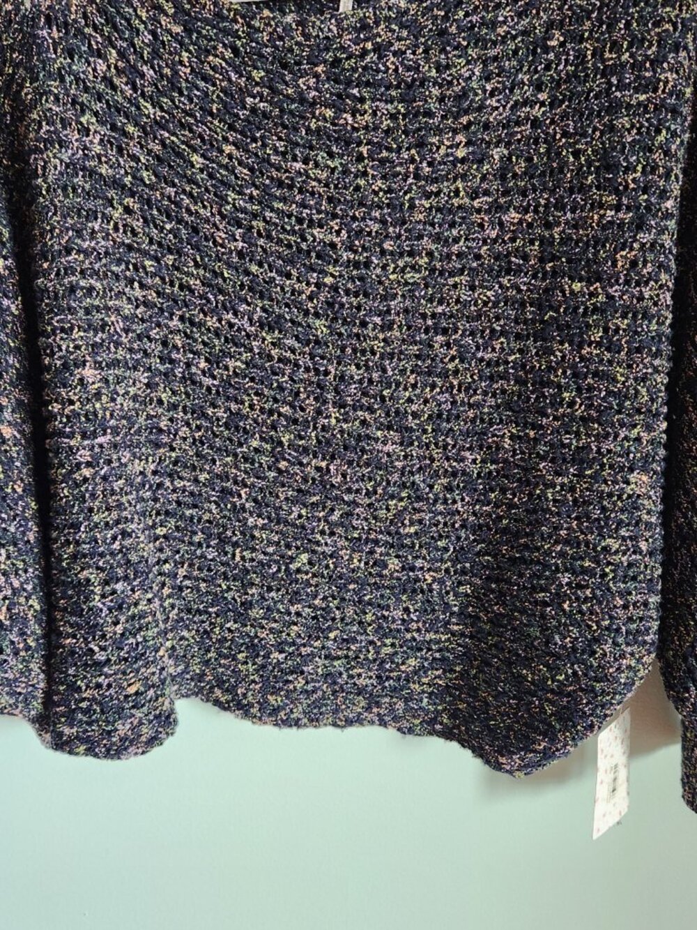Free People Sweater Medium Women's Black Multi Confetti Knitted Pullover NEW - Picture 3 of 7
